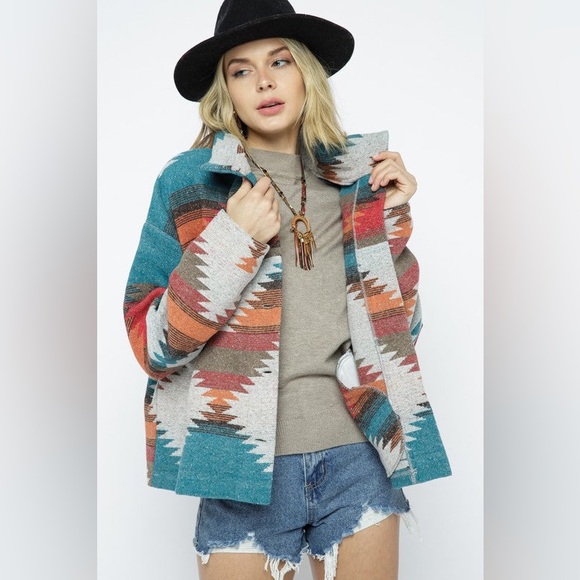 Blue B Collection Aztec Print Wool Jacket, Women’s Size L - Picture 1 of 3